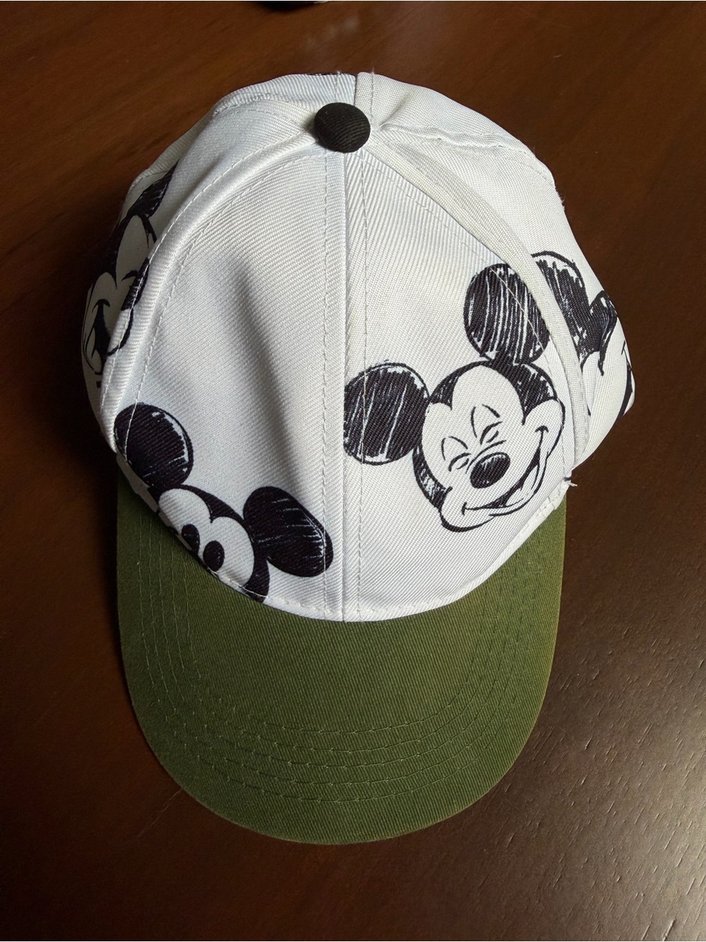 Disney Junior White and Olive Green Mickey Mouse Baseball Cap